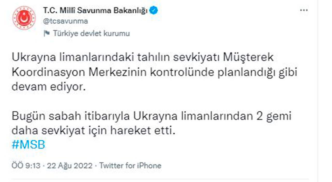 Tahıl sevkiyatında 2 gemi daha yola çıktı