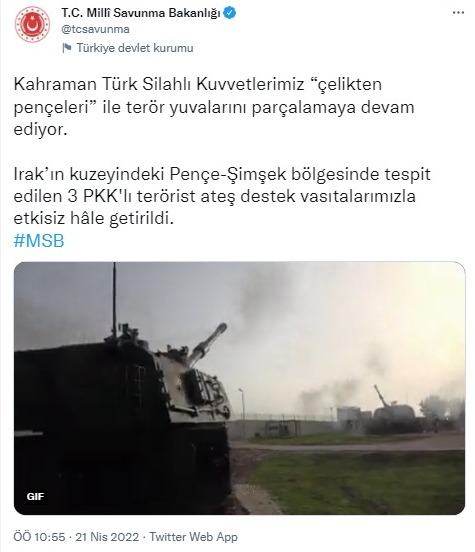 Irak'ın kuzeyinde 3 terörist etkisiz hale getirildi