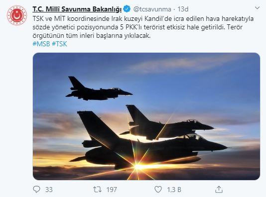 Kandil'de 5 PKK'lı terörist öldürüldü