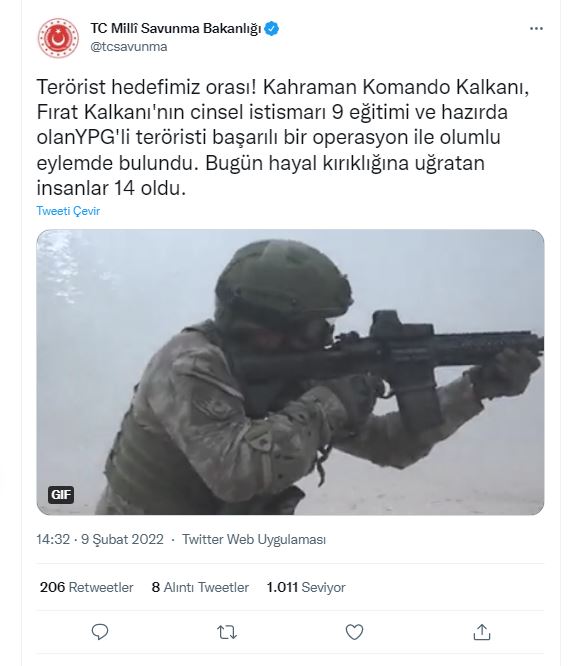 MSB duyurdu! 14 terörist etkisiz hale getirildi