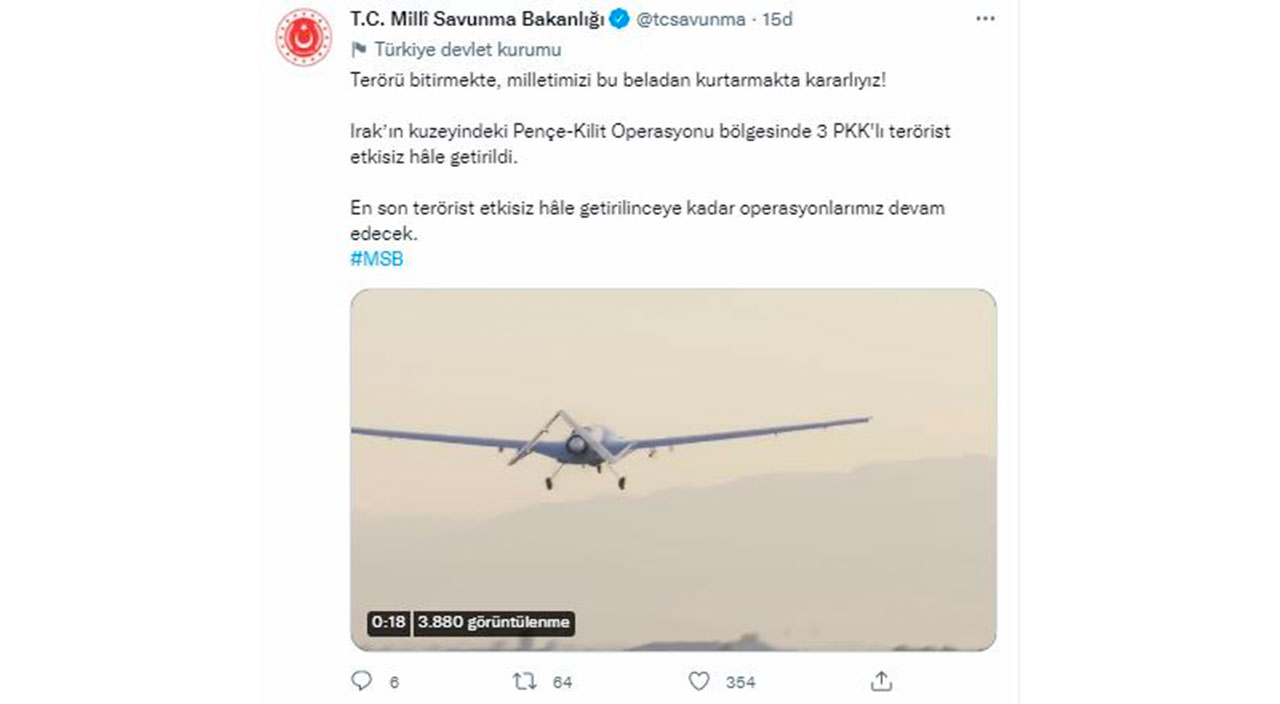 Pençe Kilit'te 3 terörist etkisiz hale getirildi