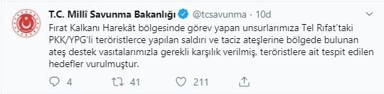 Tel Rıfat'taki terör hedefleri yerle bir edildi