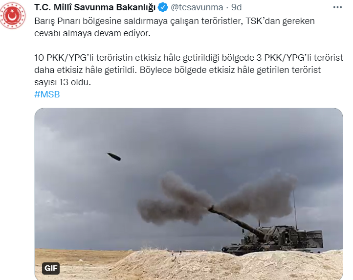 MSB: 13 terörist etkisiz hale getirildi