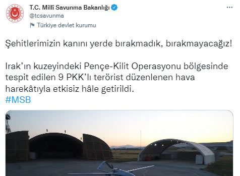 MSB: 9 terörist etkisiz hale getirildi