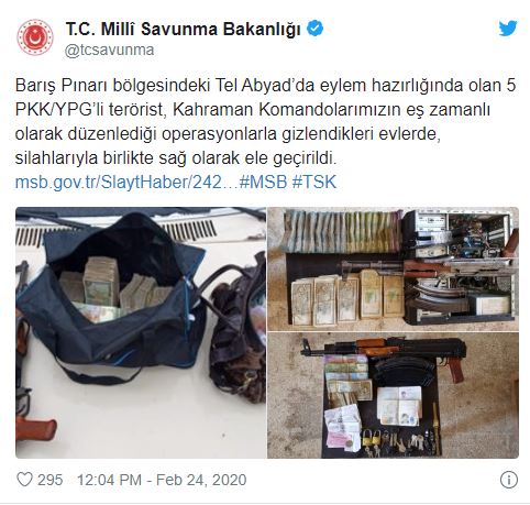 Tel Abyad'da eylem hazırlığındaki 5 terörist yakalandı
