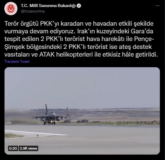 MSB duyurdu! 4 terörist etkisiz hale getirildi