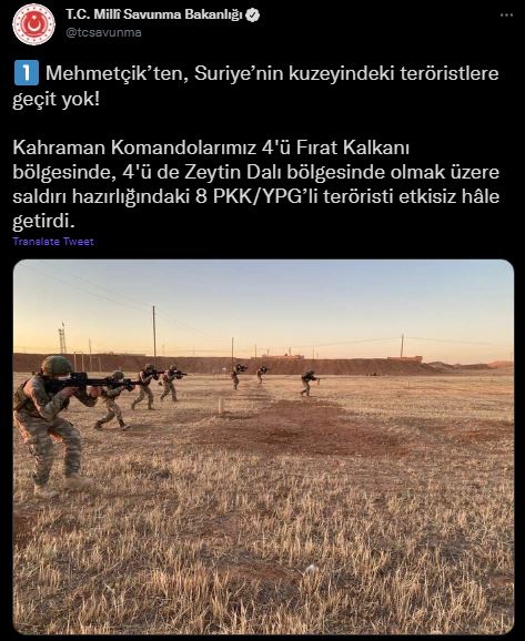 MSB duyurdu! 8 terörist daha etkisiz hale getirildi