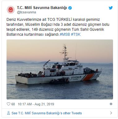 MSB: 149 düzensiz göçmen kurtarıldı