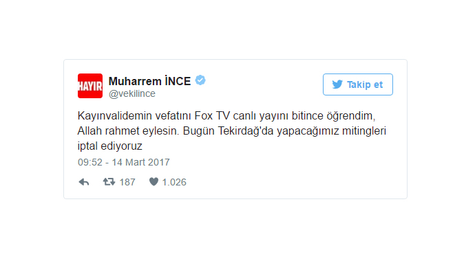 CHP'li Muharrem İnce'nin acı günü
