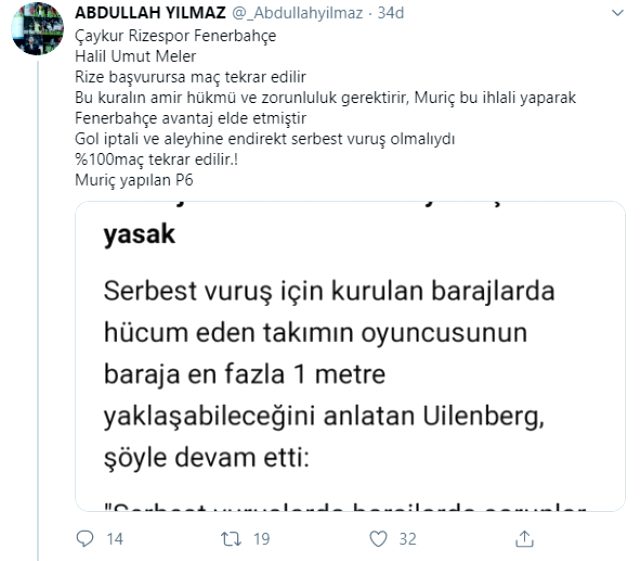 Eski hakemden flaş iddia: Rizespor-Fenerbahçe maçı tekrar edilmeli