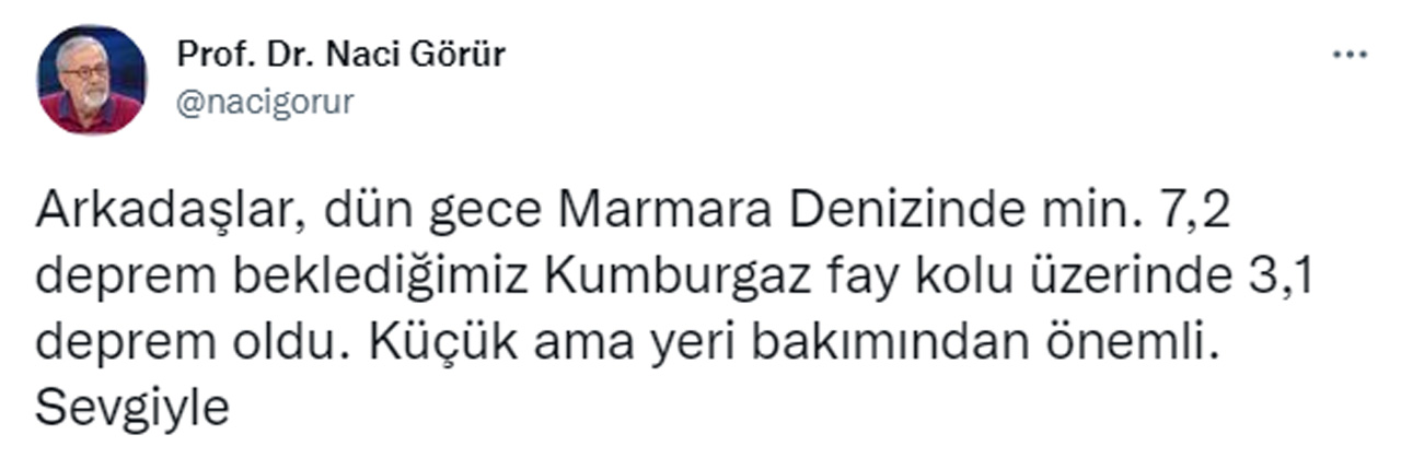 Marmara sallandı, Prof. Dr. Naci Görür'den 7.2'lik uyarı geldi: Küçük ama yeri bakımından önemli...