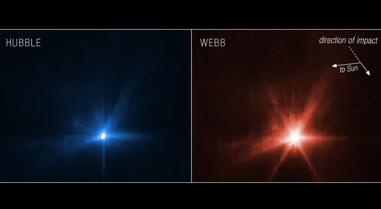NASA ilk defa paylaştı! Webb ve Hubble birbiriyle yarıştı: Asteroide çarpma anından yeni görüntüler geldi NASA ilk defa paylaştı! Webb ve Hubble birbiriyle yarıştı: Asteroide çarpma anından yeni görüntüler geldi