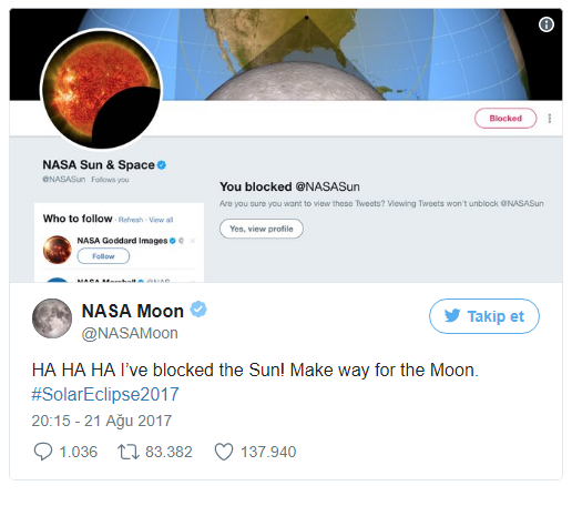 Nasa Moon hesabının Tweet'i olay oldu