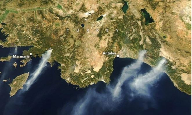 NASA'dan Türkiye'deki yangınlara ilişkin paylaşım