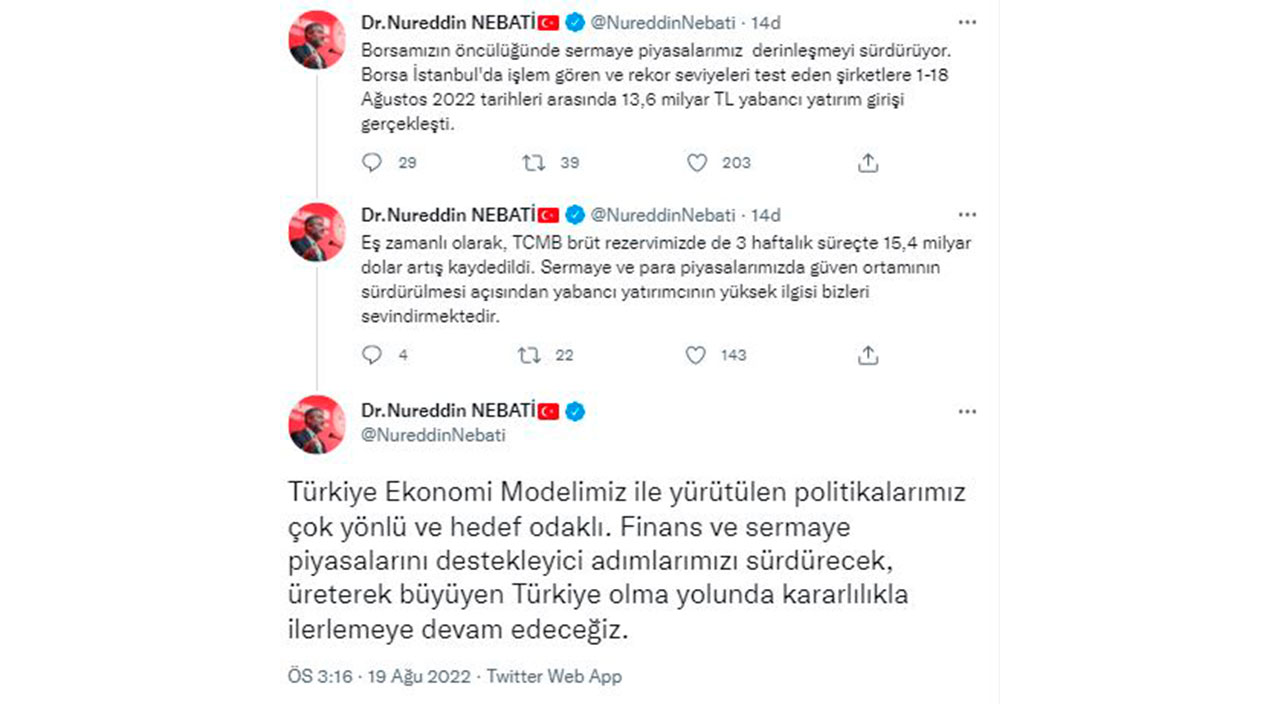 Hazine ve Maliye Bakanı Nebati'den  Merkez Bankası ve Borsa İstanbul açıklaması