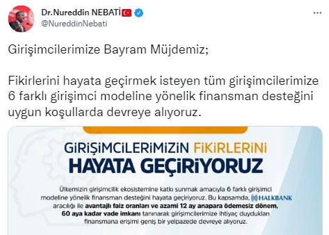 Kredide 'bayram müjdesi'ni Bakan Nebati duyurdu: 12 ay geri ödemesiz, 60 ay vadeli