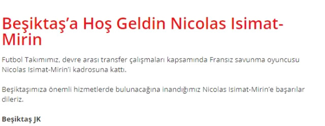 Nicolas Isimat Mirin resmen Beşiktaş'ta Nicolas Isimat Mirin resmen Beşiktaş'ta