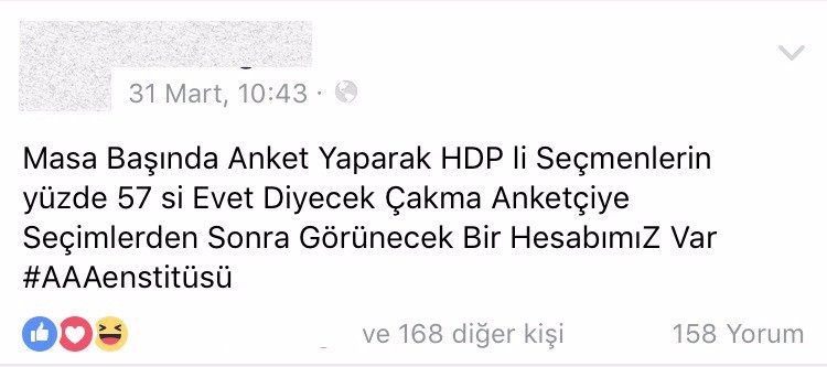 'HDP’lilerin yüzde 57’si ’evet’ diyecek' anketine ölüm tehdidi