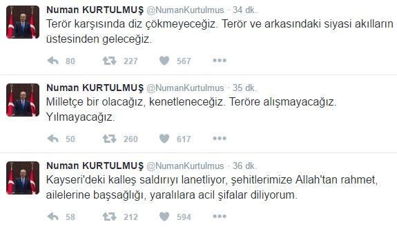 Numan Kurtulmuş: Teröre diz çökmeyeceğiz
