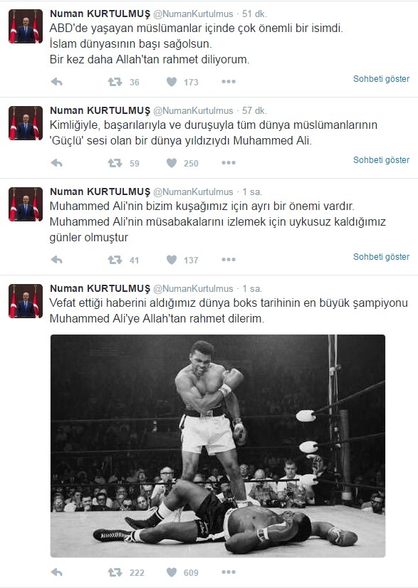 Numan Kurtulmuş'tan Muhammed Ali paylaşımı