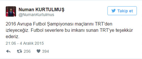 2016 Avrupa Futbol Şampiyonası maçları TRT'de