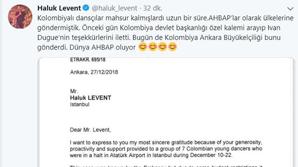 Haluk Levent'e dünyanın bir ucunda dikkat çeken mektup