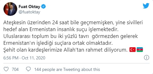 Cumhurbaşkanı Yardımcısı Oktay: Ermenistan insanlık suçu işlemektedir