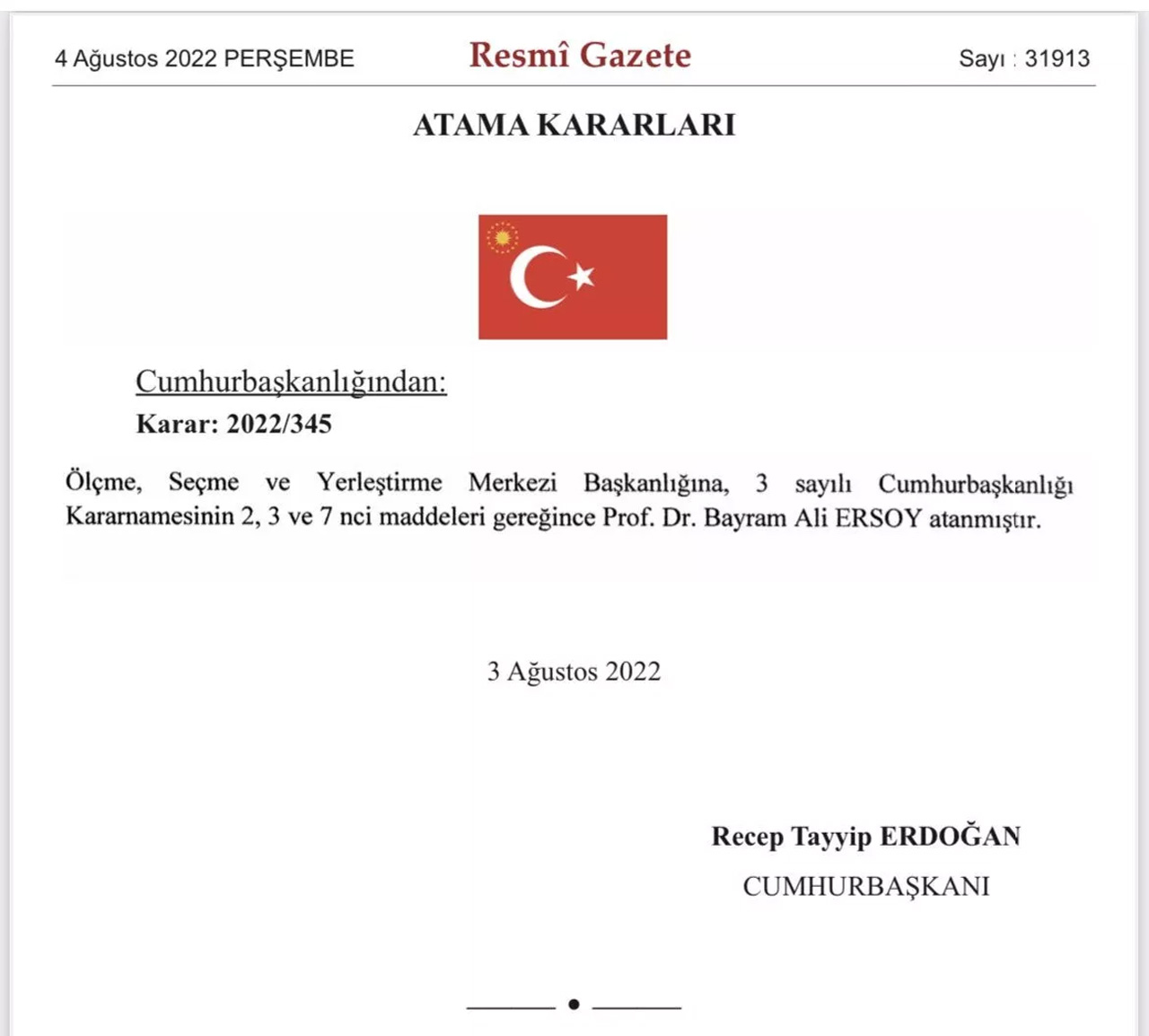 Son dakika: ÖSYM Başkanlığına Prof. Dr. Bayram Ali Ersoy atandı (Bayram Ali Ersoy kimdir)