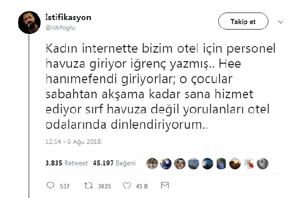 Otelin havuzuna giren personelini koruyan otel sahibi sosyal medyayı salladı