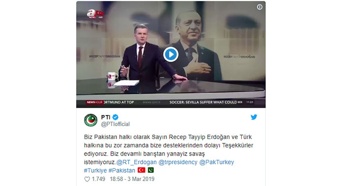 Pakistan iktidar partisinden Türkçe teşekkür Pakistan iktidar partisinden Türkçe teşekkür