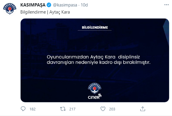 Aytaç Kara kadro dışı bırakıldı