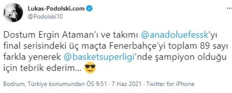 Podolski'den Fenerbahçe'ye 'fark' göndermesi