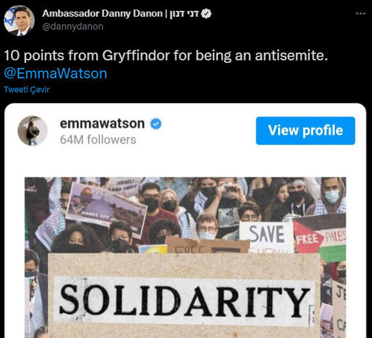 Harry Potter'ın yıldızı Emma Watson'dan Filistin paylaşımı Harry Potter'ın yıldızı Emma Watson'dan Filistin paylaşımı