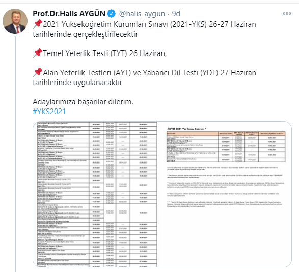 ÖSYM'nin 2021 yılı sınav takvimi açıklandı