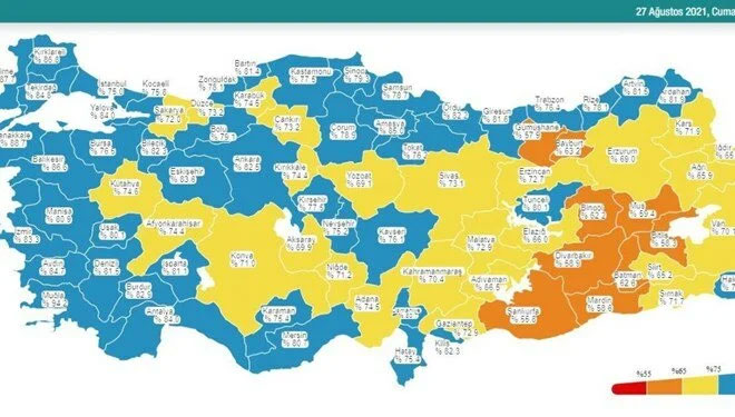 İstanbul Covid-19 aşı haritasında mavi renge döndü