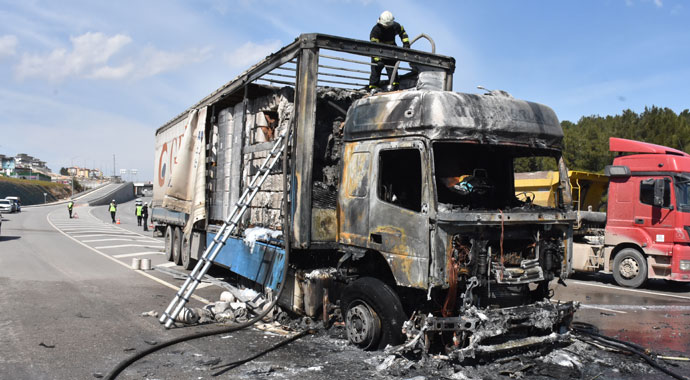 Yanan tırın başında uzun süre gözyaşı döktü: Ocağımız battı