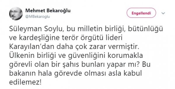 CHP'li Mehmet Bekaroğlu'ndan teröristbaşı tweet!