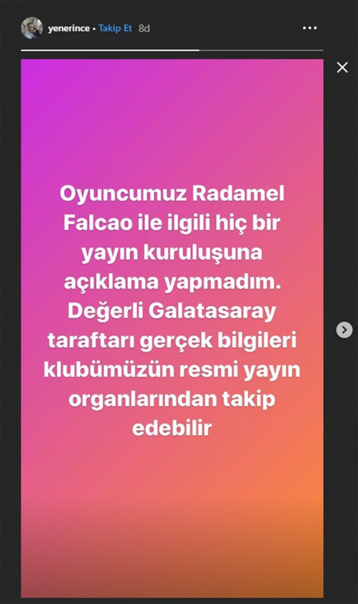 Yener İnce'den 'Falcao' haberlerine yalanlama!