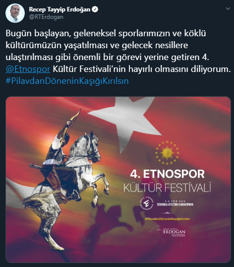Cumhurbaşkanı Erdoğan'dan Etnospor Kültür Festivali paylaşımı