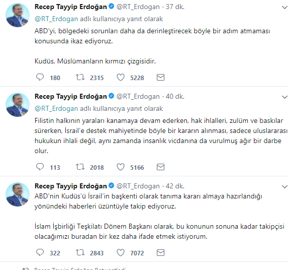 Cumhurbaşkanı Erdoğan'dan ABD'ye 'Kudüs' ikazı!