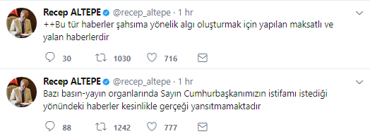 Başkan Altepe'den istifa iddialarına cevap