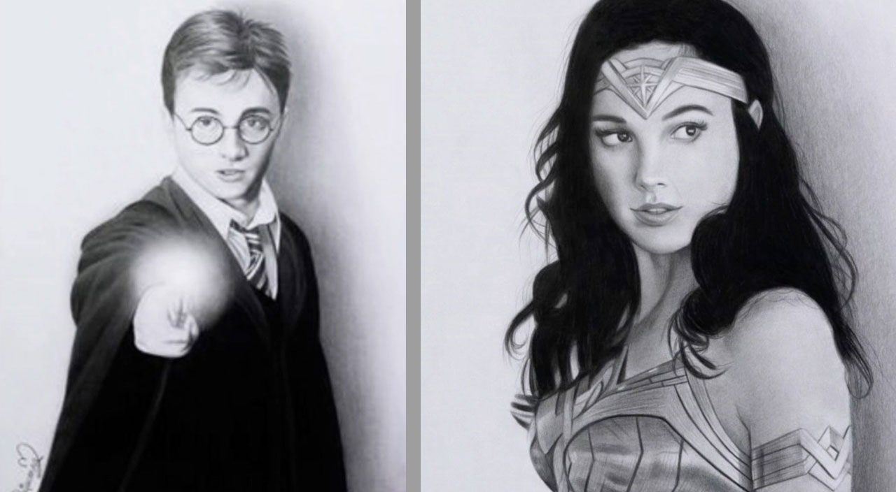 İki el ve iki ayağıyla aynı anda dört portre yapabiliyor