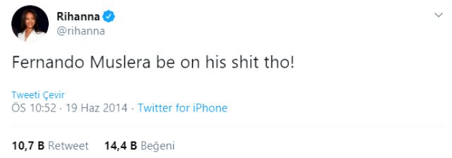 Rihanna'nın 2014 yılında attığı Muslera tweeti gündem oldu!