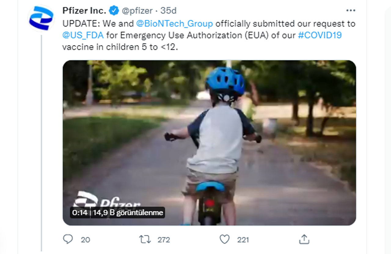 Pfizer'dan 5 ila 11 yaş arası çocuklar için aşı başvurusu