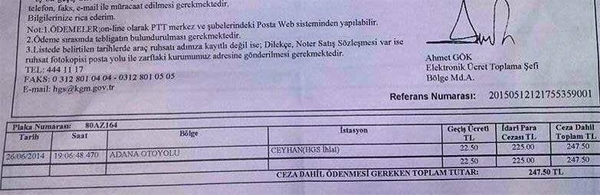 10 yıldır çalışmayan arabaya otoban cezası geldi