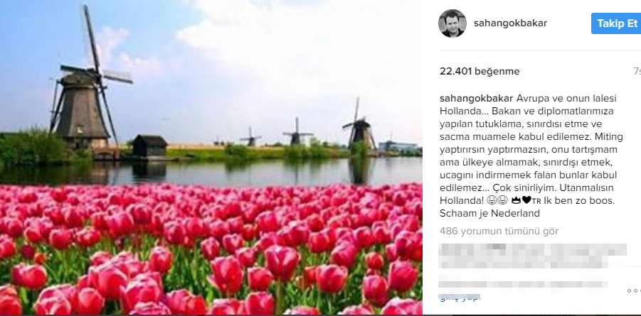 Ünlü komedyen Şahan Gökbakar'dan Hollanda tepkisi