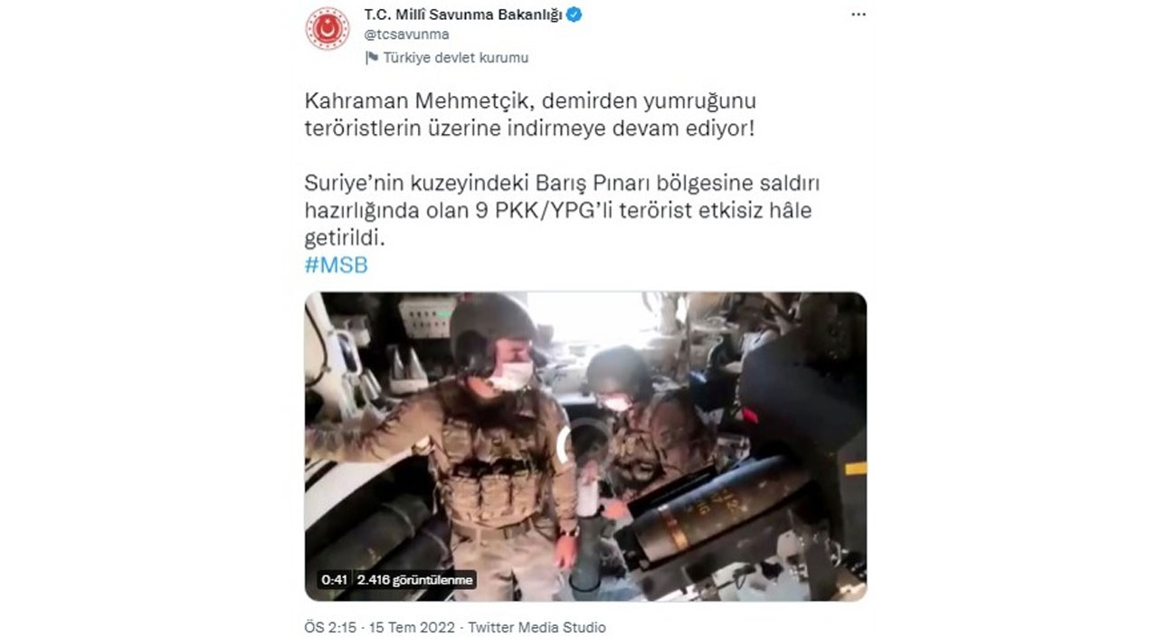 Suriye'nin kuzeyinde PKK'ya 'demir yumruk': 11 terörist etkisiz hale getirildi