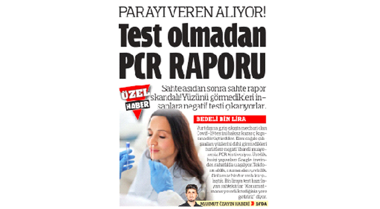 Sahte PCR testiyle milyonluk vurgun Sahte PCR testiyle milyonluk vurgun