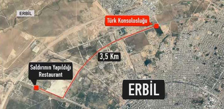 Erbil'de Türk konsolosluk çalışanlarının olduğu restorana saldırı