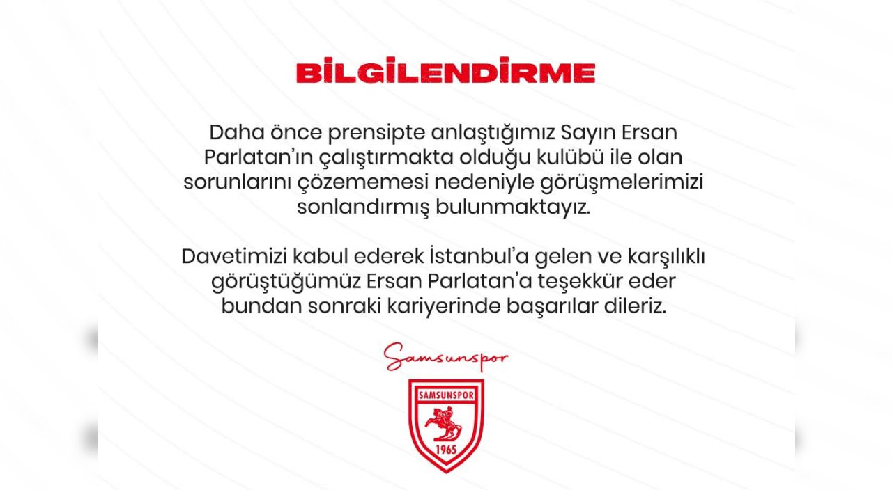 Samsunspor teknik direktörünü bir türlü bulamıyor! Ersan Parlatan da olmadı
